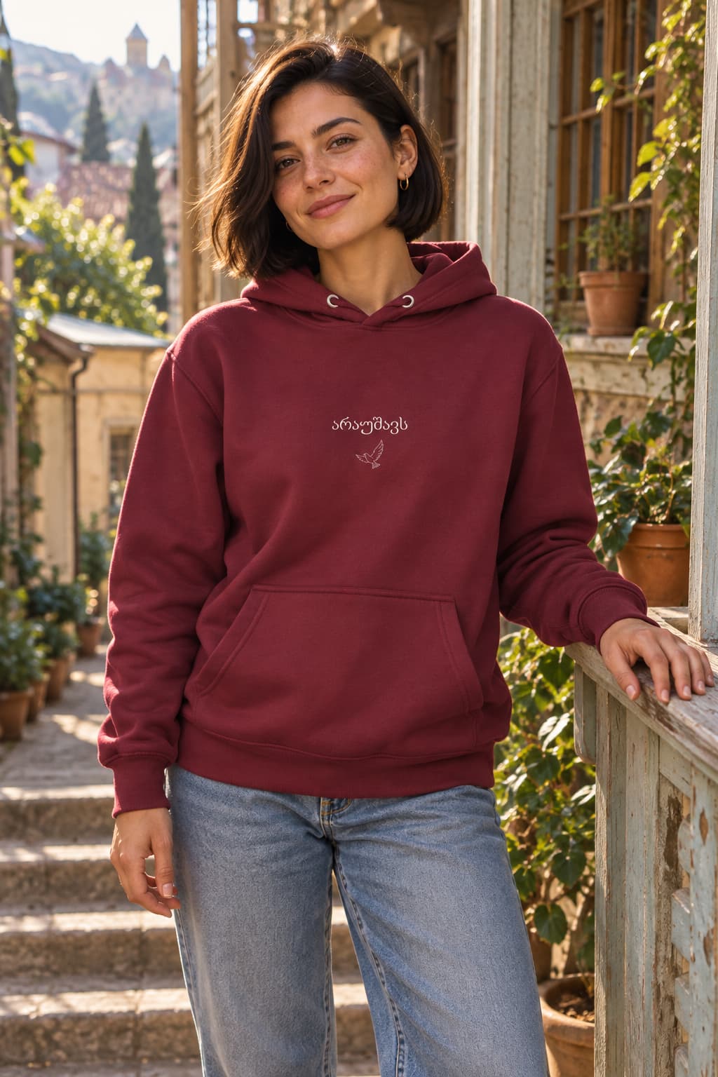 Araushavs Bird Hoodie — On model — 2